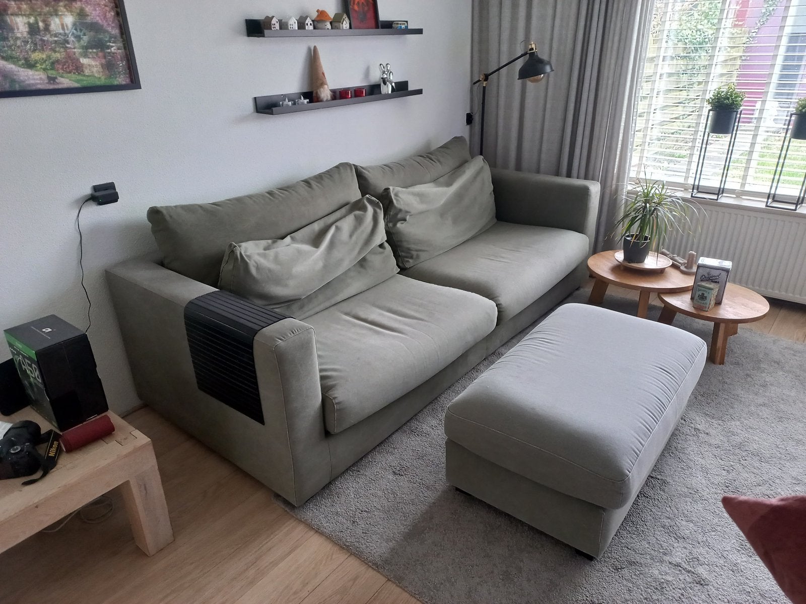 Gratis bank (groen) trendhopper  met hocker, Ophalen, Driepersoons, 75 tot 100 cm, Zo goed als nieuw