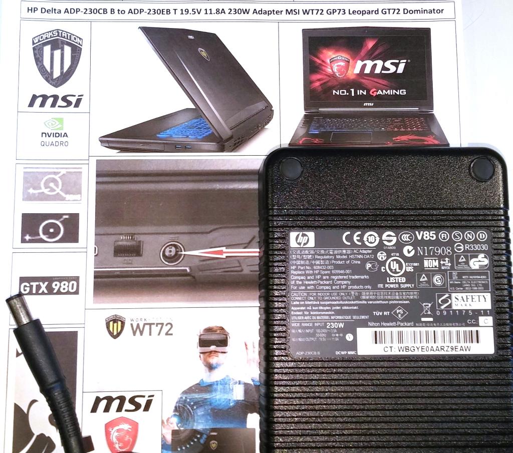 Delta ADP-230CB MSI WT72 GT72 Adapter Lader 19.5V 11.8A 230W, Computers en Software, Laptop-opladers, Nieuw, Ophalen of Verzenden