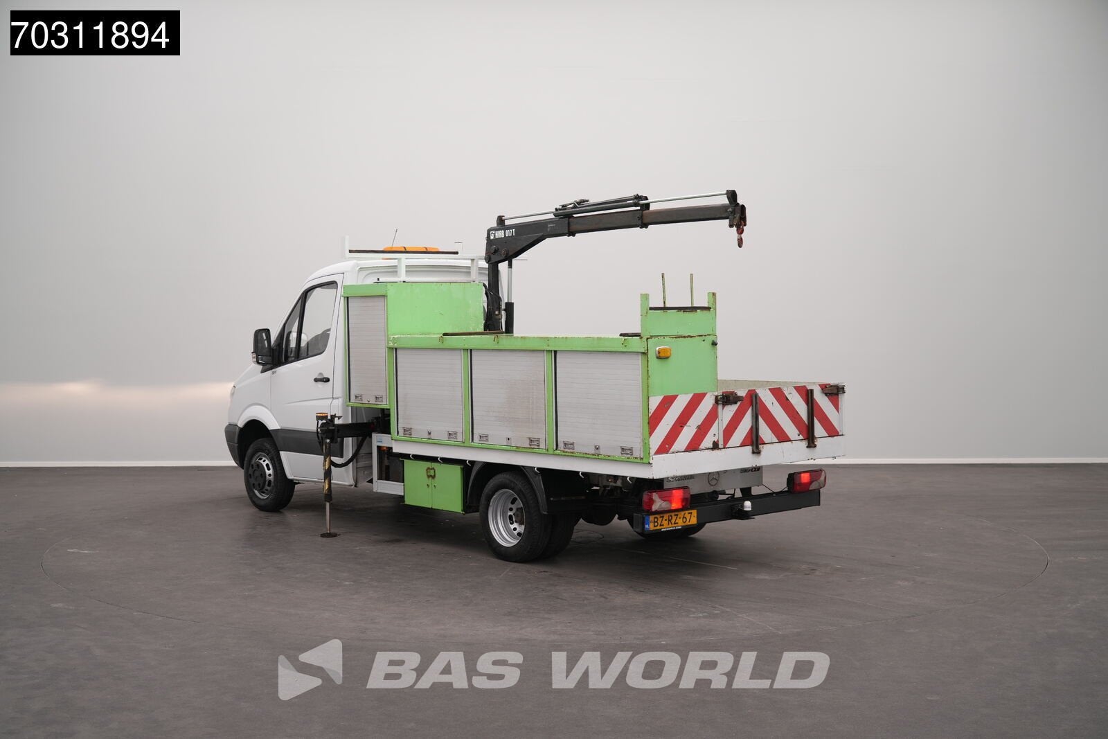 Mercedes Sprinter 510 CDI Kraanwagen Dubbellucht HIAB 071T-2, Auto's, Bestelauto's, 3390 kg, Euro 5, Stof, Gebruikt