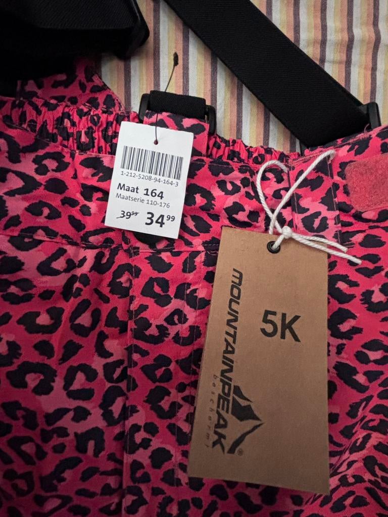 panter print roze Ski broek maat 164, Ophalen of Verzenden, Nieuw, Jongen of Meisje, Broek