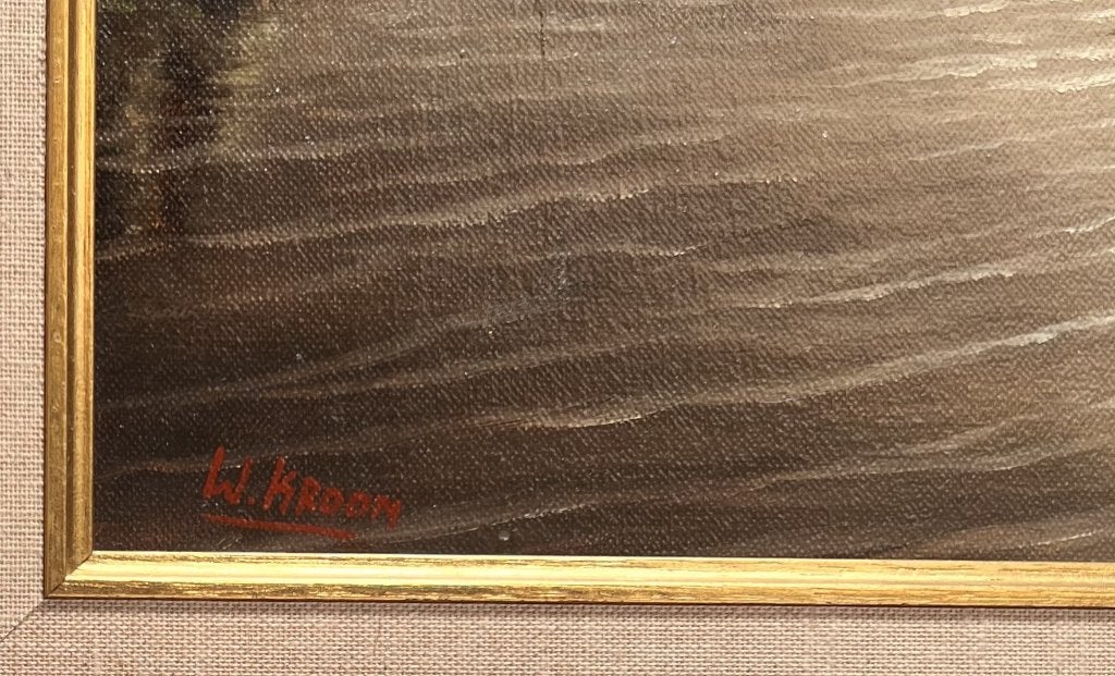 600. Olieverfschilderij, W. Kroon, tweede helft 20e eeuw, Ophalen of Verzenden