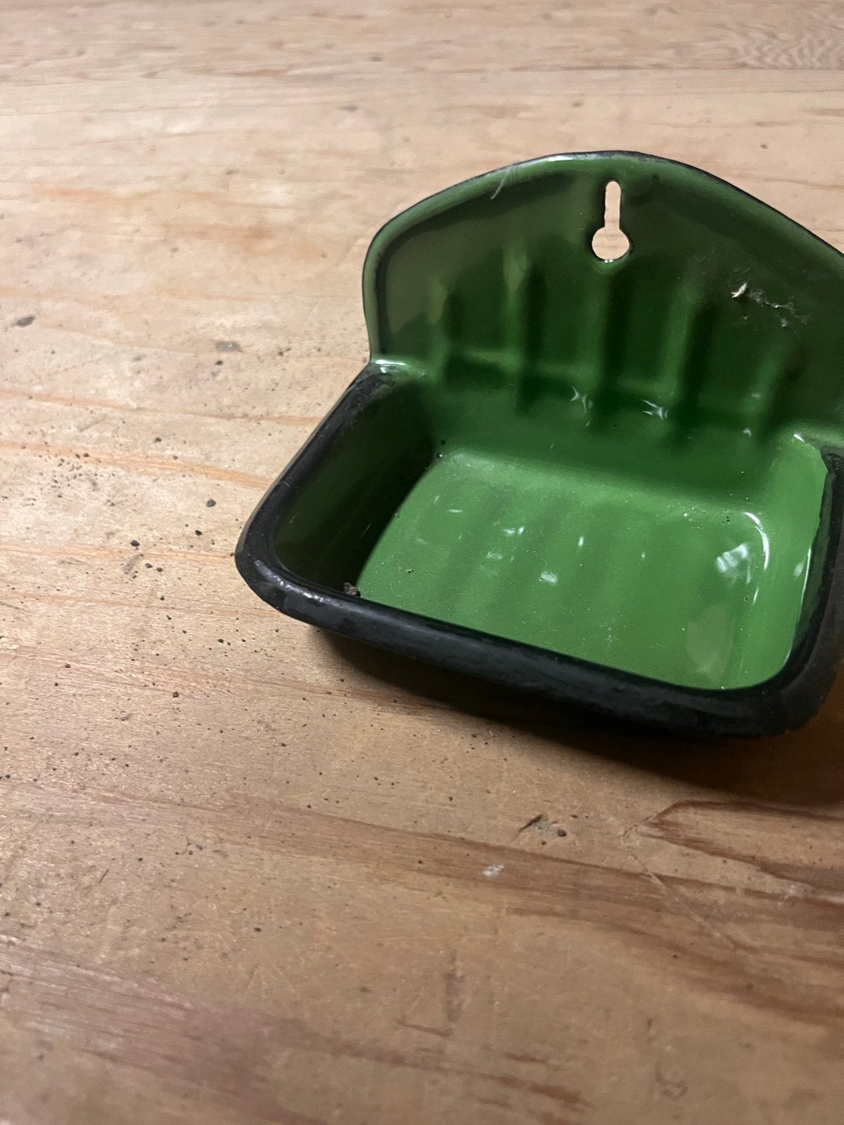 Groen emaille zeepbakje - Vintage ophangbaar, Antiek en Kunst, Ophalen