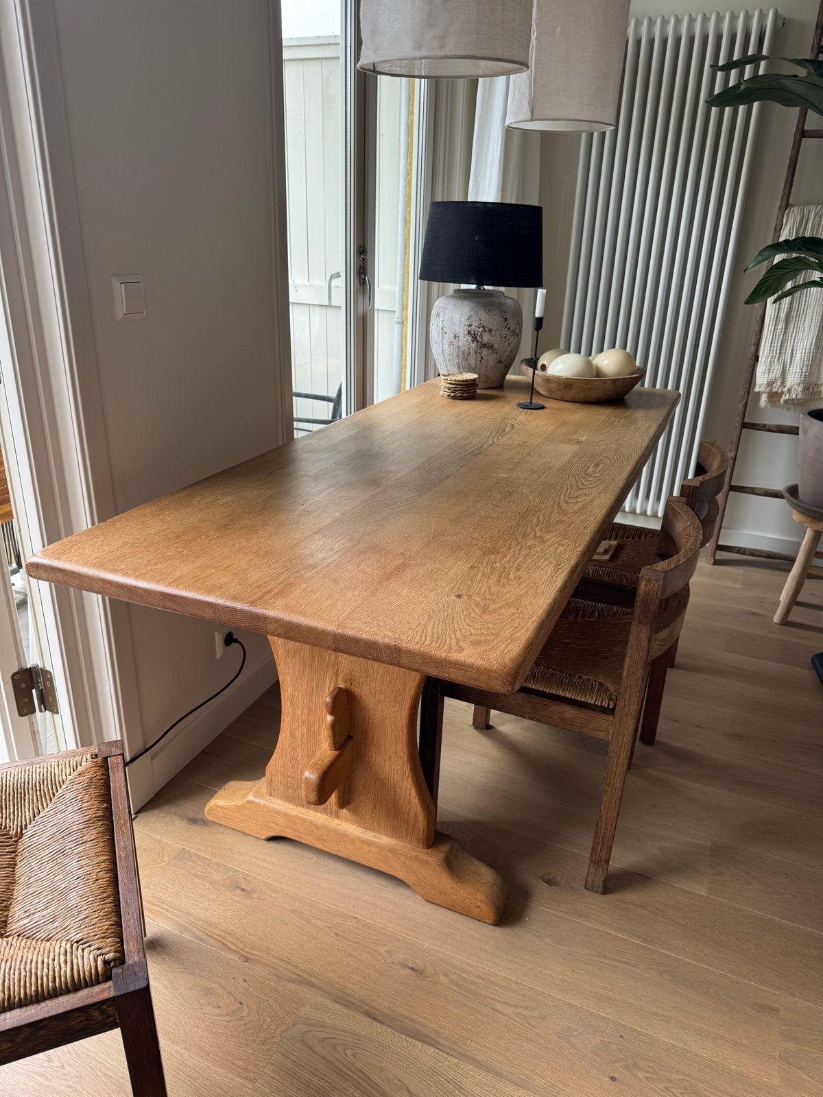 Massief eiken kloostertafel - 190x80x76 cm, Huis en Inrichting, Ophalen, Gebruikt, Eikenhout, 50 tot 100 cm