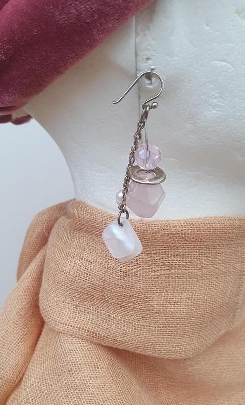 Zilveren oorbellen met rozenkwarts, parel en parelmoer, Sieraden, Tassen en Uiterlijk, Hangers, Nieuw, Ophalen of Verzenden, Roze