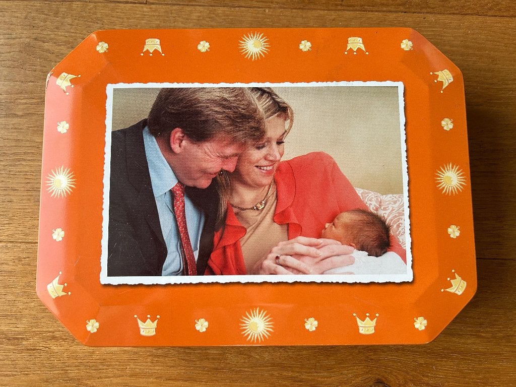 Koningshuis blik Verkade geboorte Amalia 2003, Ophalen of Verzenden, Zo goed als nieuw, Koek(jes), Verkade