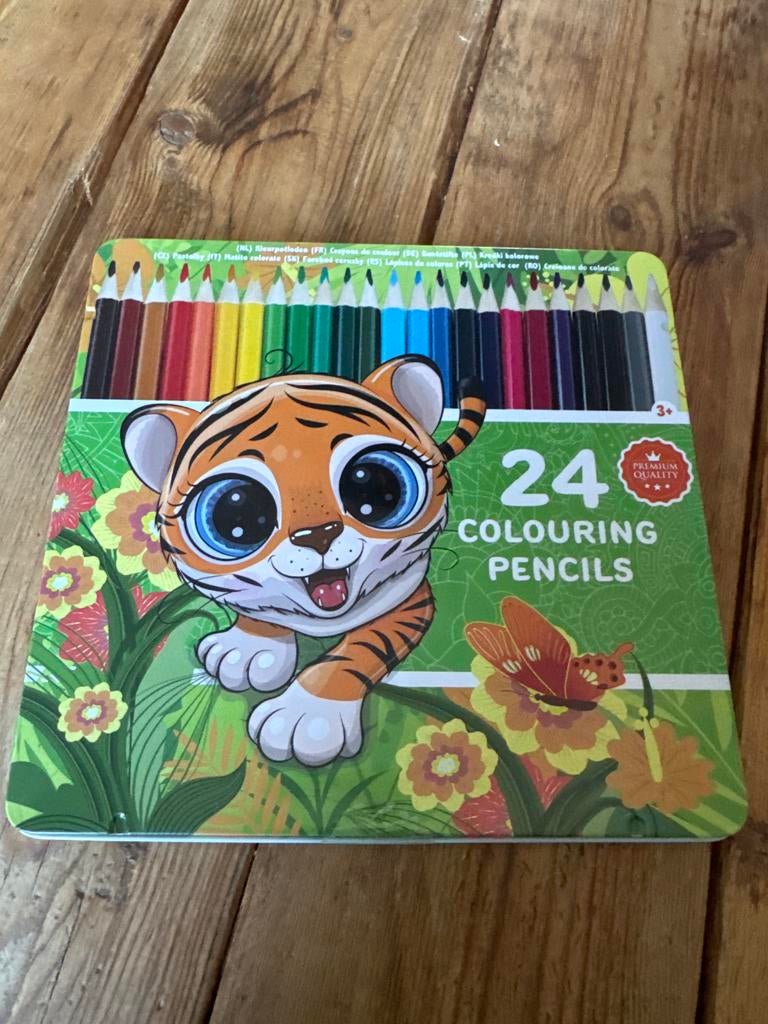 24 Kleurpotloden met Tijger Design - Premium Kwaliteit, Ophalen of Verzenden, Nieuw, Potlood of Stift