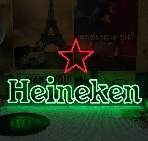 Heineken neon bord reclame lamp lichtbak LED XXL *GROOT*, Ophalen of Verzenden, Nieuw, Reclamebord, Plaat of Schild, Heineken