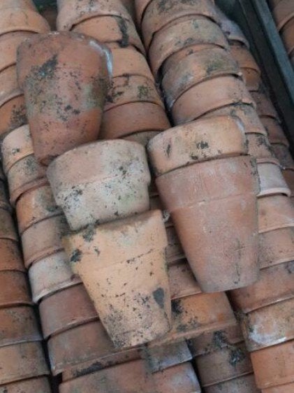 Oude antieke terracotta bloempotjes potjes, Tuin en Terras, Gebruikt, T, Rond, Ophalen of Verzenden