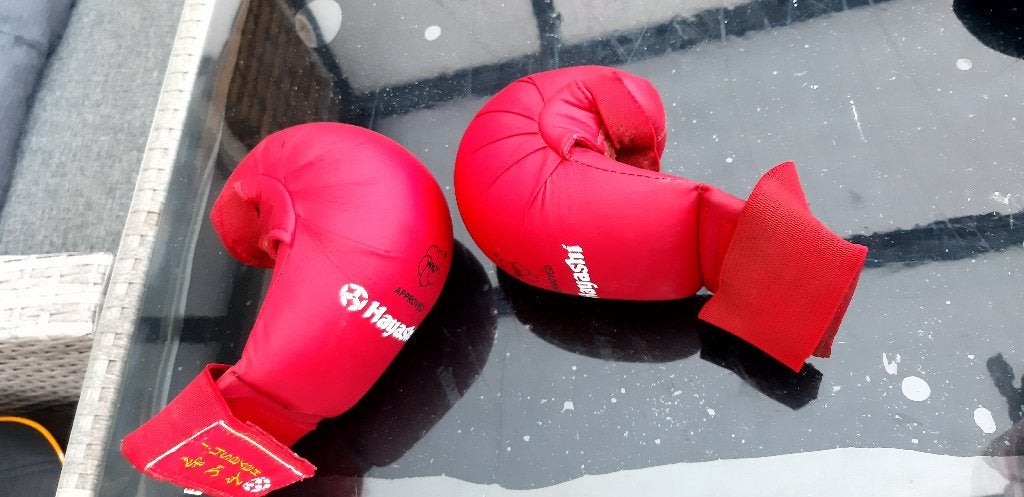 Hayashi WKF Goedgekeurde Bokshandschoenen - Maat M, Ophalen of Verzenden, Gebruikt, Bokshandschoenen