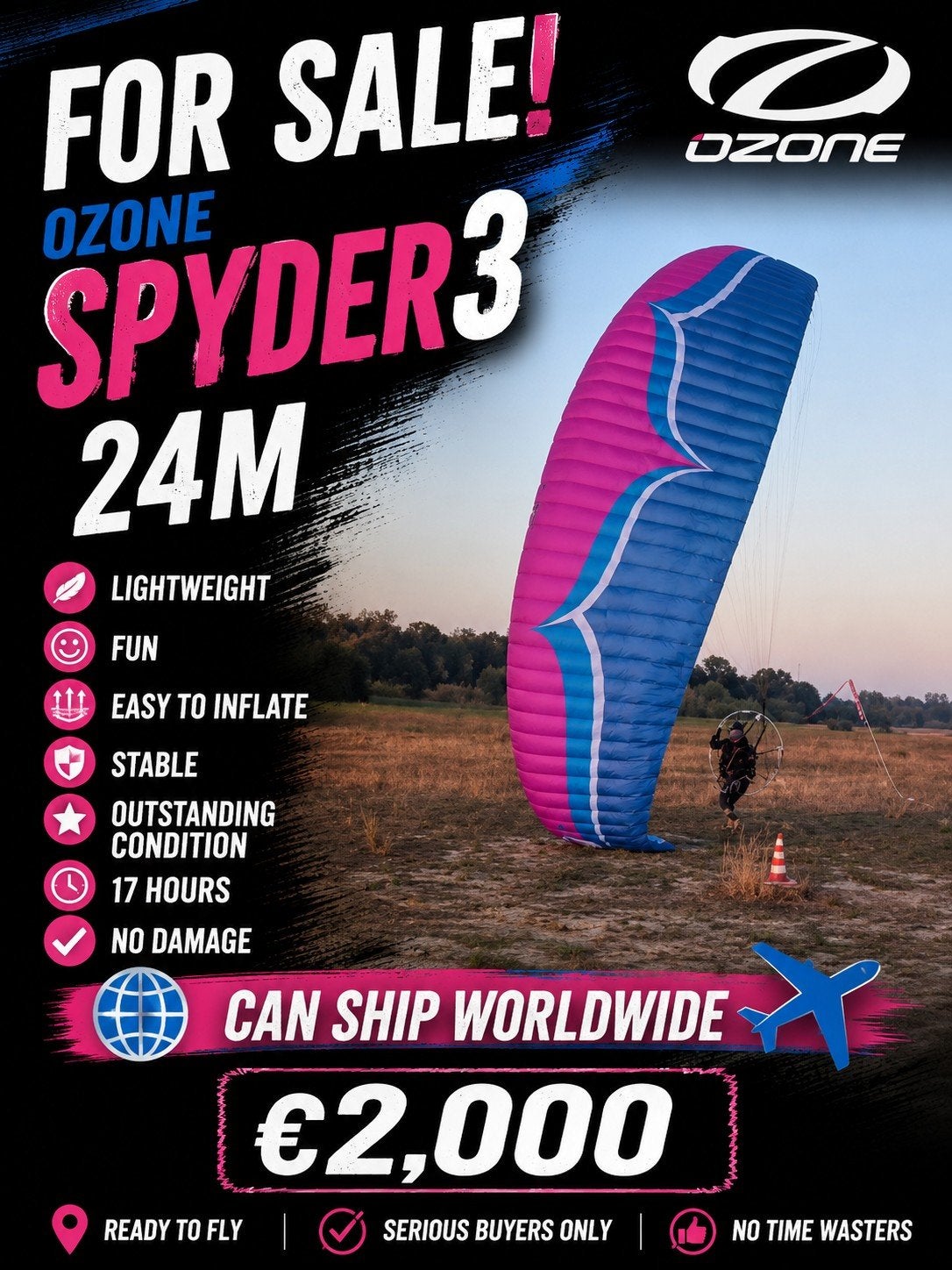 paramotor, Sport en Fitness, Zweefvliegen en Paragliding, Ophalen of Verzenden, Zo goed als nieuw, Paramotor, Gemotoriseerd