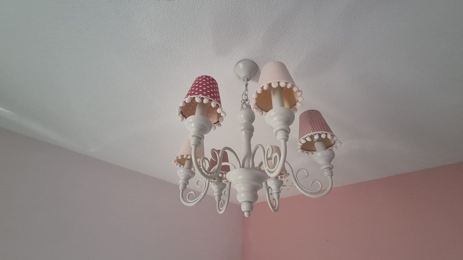 Plafond-/hanglamp met 6 kapjes, Overige stijlen, E14 (klein), Ophalen of Verzenden, Zo goed als nieuw