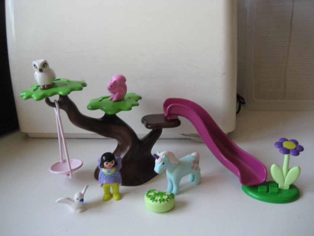 123 playmobil junior feeentuin met boom glijbaan dieren, Ophalen of Verzenden, Zo goed als nieuw