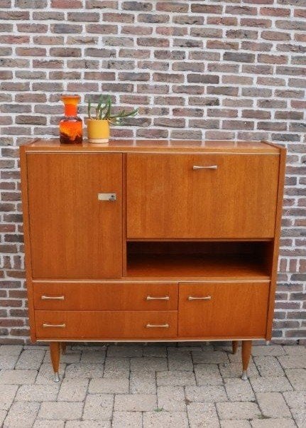 Retro Highboard kast, Ophalen, Gebruikt, 25 tot 50 cm