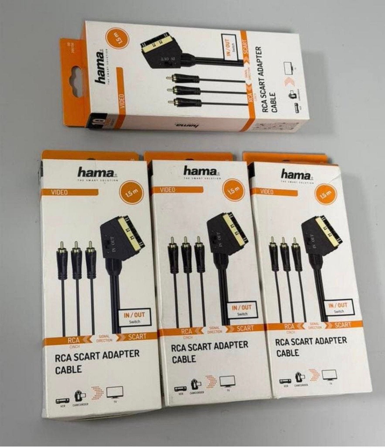 4x Hama Videokabel Scartkabel- 3 Cinch-stekkers (video) 1,5M, Scartkabel, Nieuw, Ophalen of Verzenden, H