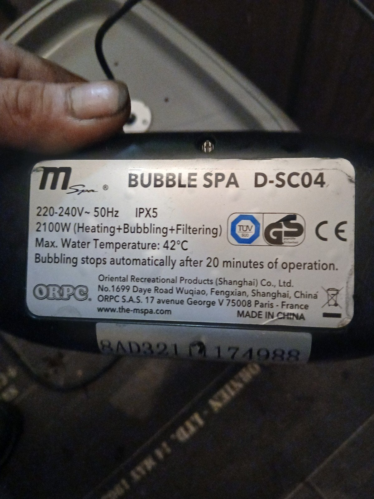 Jacuzzi Pomp MSpa Bubble Spa D-SC04, Ophalen, Gebruikt, Zwembadpomp