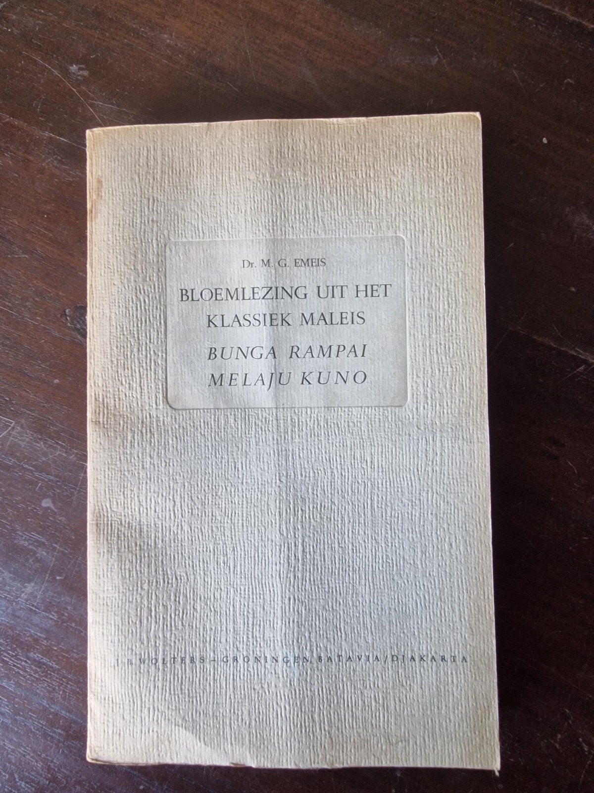 Bloemlezing uit het Klassiek Maleis - Dr. M.G. Emeis (1949), Ophalen of Verzenden, Gelezen, Dr. M.G. Emeis, Nederland