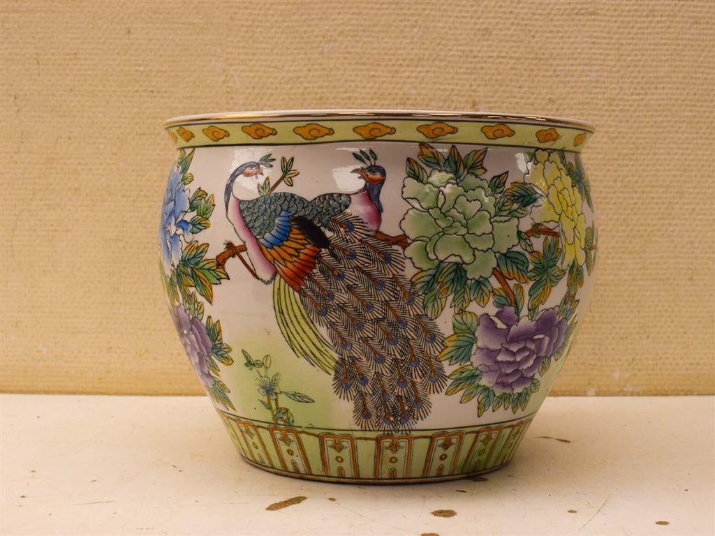 Porseleinen Bloempot 51725, Tuin en Terras, Gebruikt, Rond, Ophalen of Verzenden, Aardewerk
