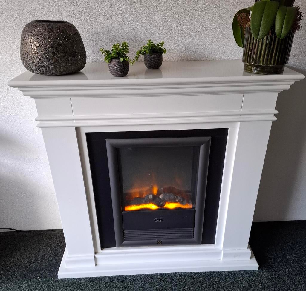Witte elektrische haard, Ophalen, Gebruikt, Vrijstaande haard, Elektrische haard