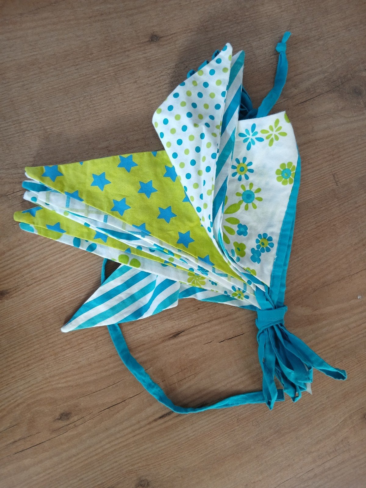 100% katoen vlaggenlijn feestje blauw groen wit, Ophalen of Verzenden, Zo goed als nieuw