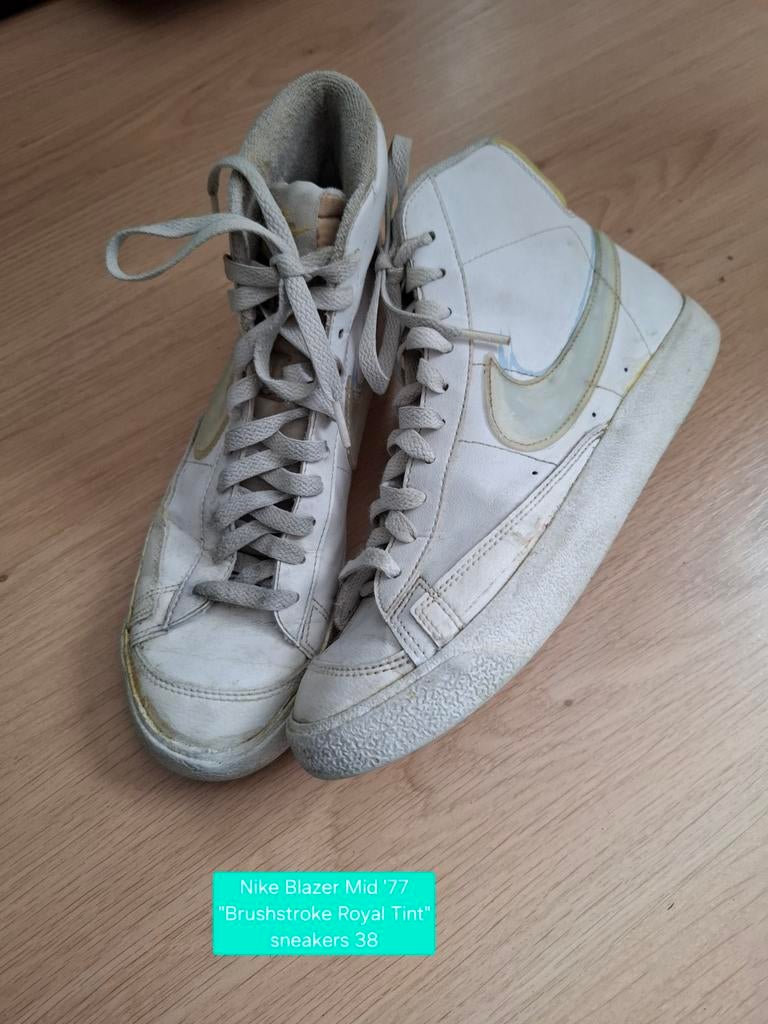 Nike Blazer Mid '77 "Brushstroke Royal Tint" sneakers 38, Wit, Nike, Ophalen of Verzenden, Sneakers of Gympen
