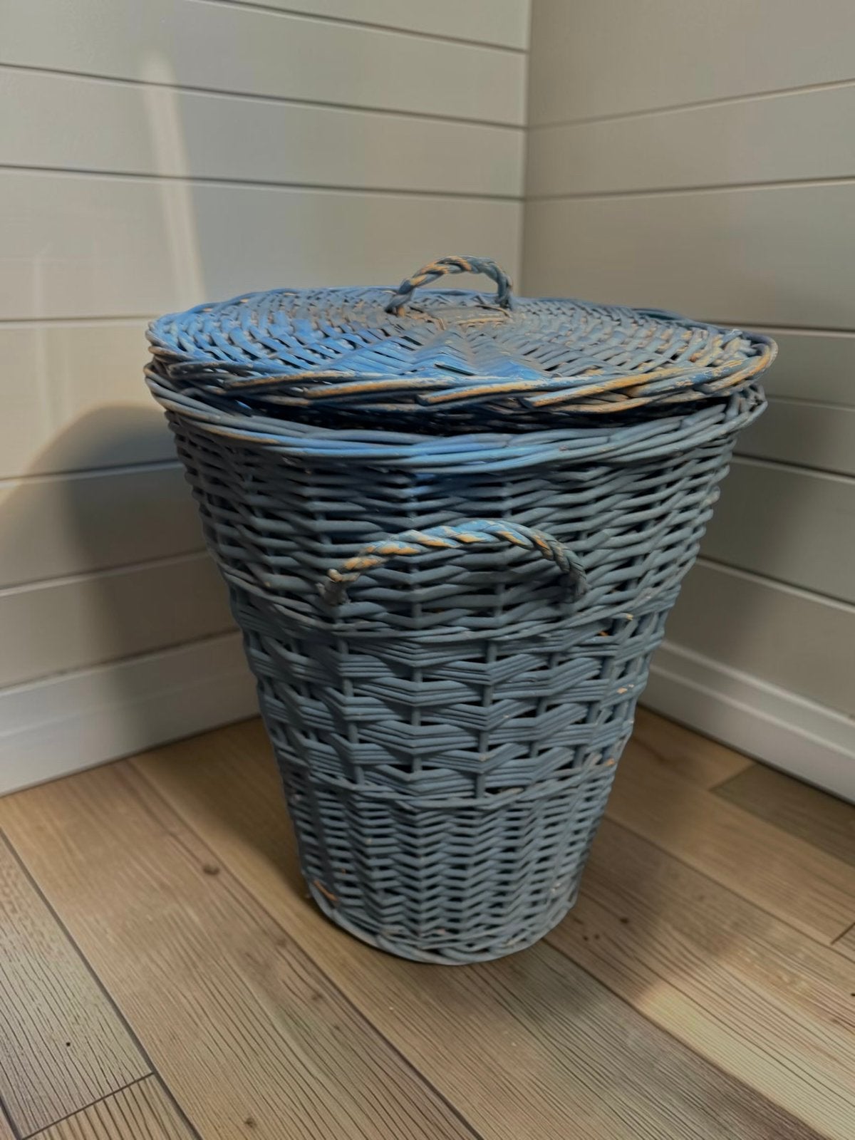 Retro rotan mand | wasmand | opbergmand, Ophalen, Gebruikt, Riet, Gevlochten