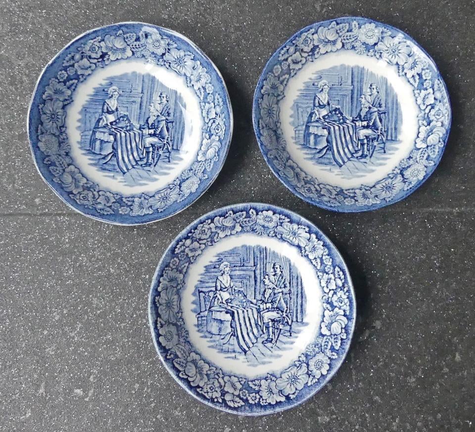 Liberty Blue schaaltjes kommetjes blauw Betsy Ross Americana, Gebruikt, Ophalen of Verzenden, Kom(men), Wedgwood