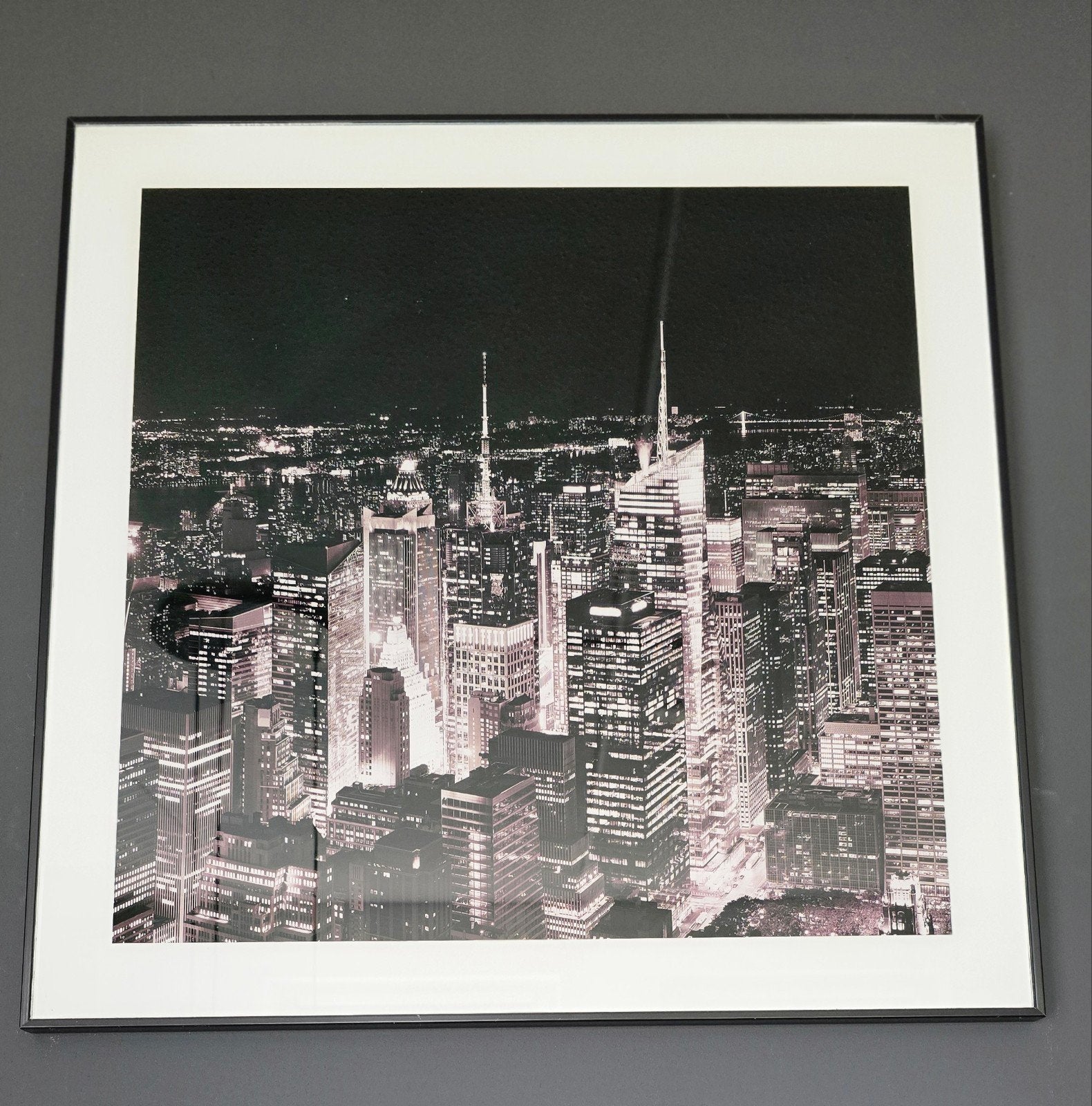 Set van 3 fotolijsten met stadsgezichten (57x57cm), Ophalen, 50 – 75, Zo goed als nieuw, Foto of Poster