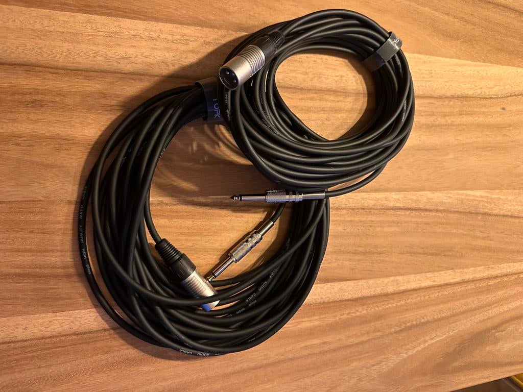 2x Stagg 10 meter XLR male - jack male audiokabel, Ophalen of Verzenden, Zo goed als nieuw, 10 meter of meer, Overige kabels