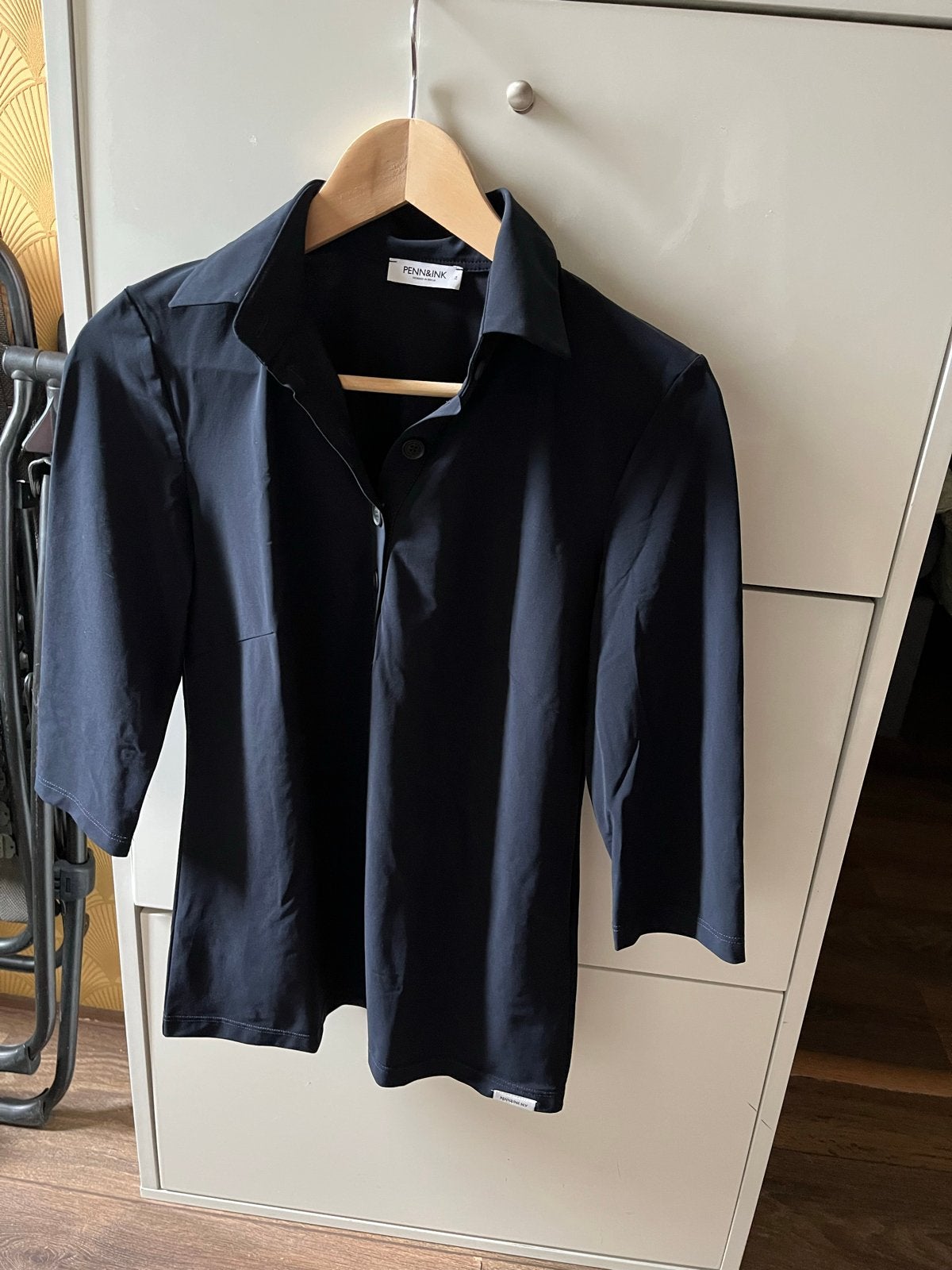 Nieuwe donkerblauwe travel blouse met 3/4 mouw, maat 36, Ophalen of Verzenden, Nieuw, Maat 36 (S), Blauw