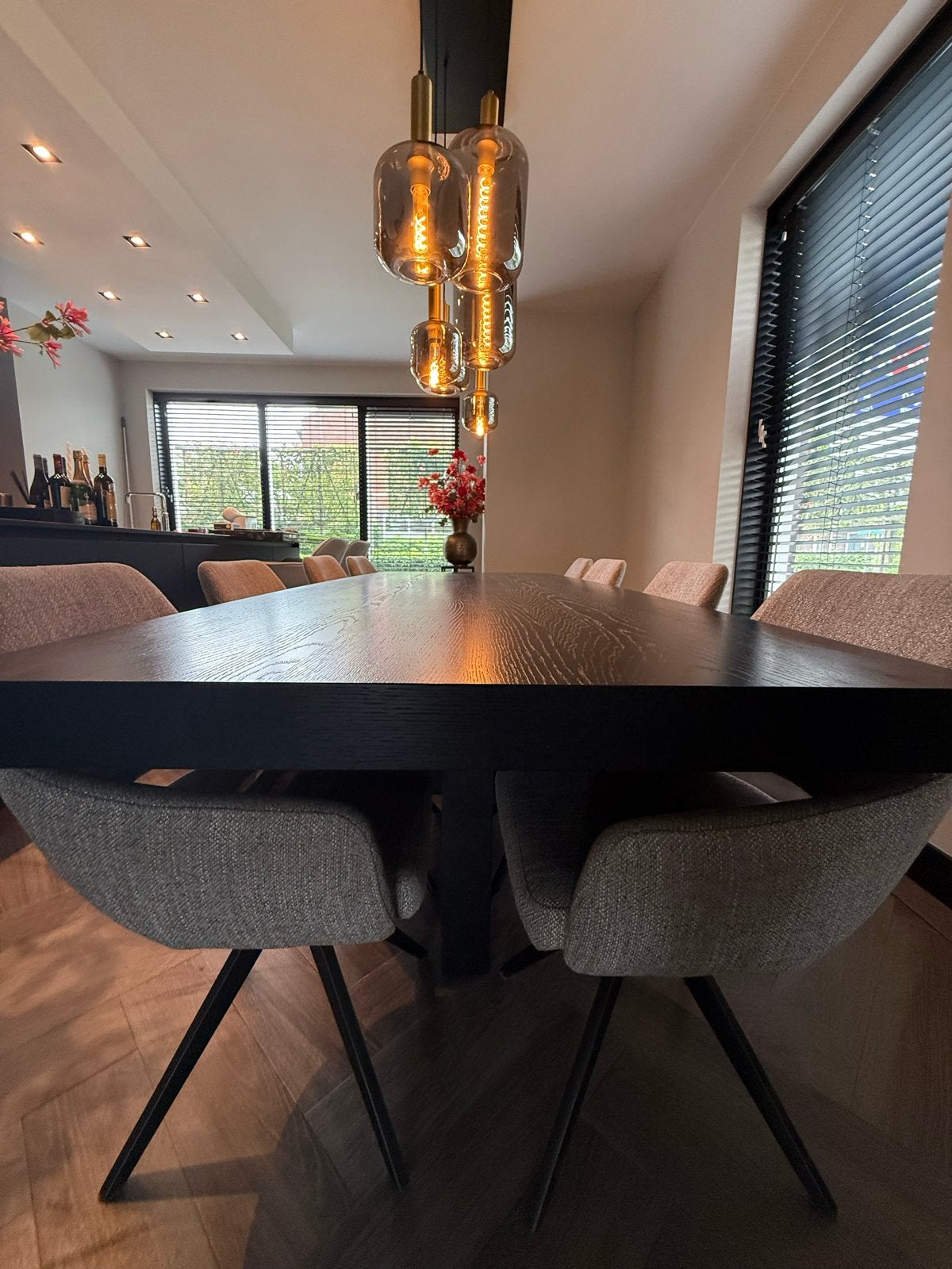 Eettafel model Macazz Royal + stoelen, Huis en Inrichting, Tafels | Eettafels, Ophalen, Eikenhout, 200 cm of meer, 50 tot 100 cm
