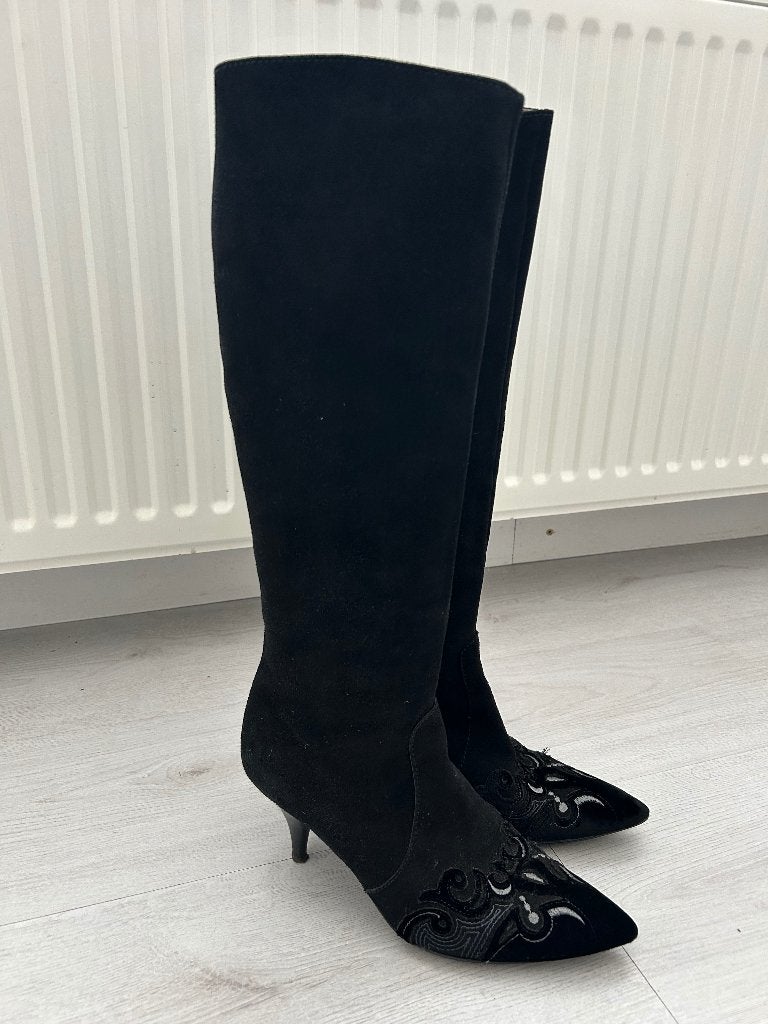 Mt 38,5 leren leer laarzen schoenen boots, Hoge laarzen, Zwart, Ophalen of Verzenden, Zo goed als nieuw