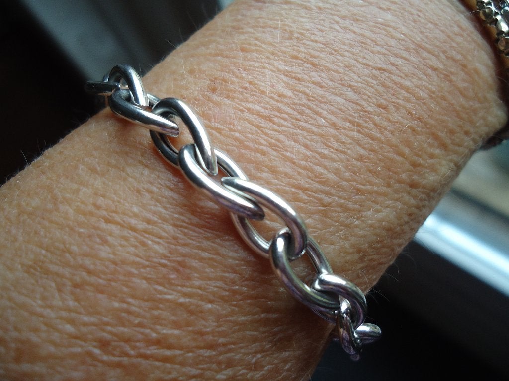 mooie echt zilveren armband open schakel soort jasseron 925, Ophalen of Verzenden, Zo goed als nieuw, Zilver, Zilver