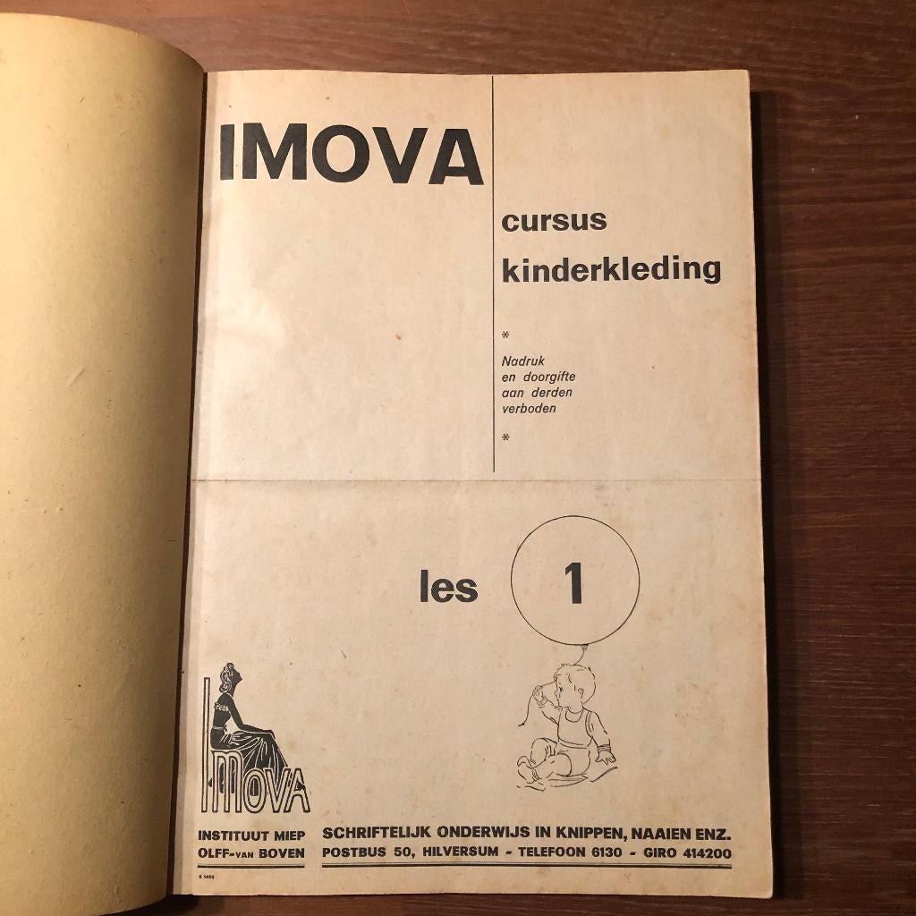 Naaien. Circa 1946? Imova, Cursus kinderkleding, Verzenden, Imova