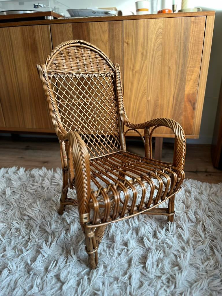 Vintage rotan kinderstoel, Kinderen en Baby's, Kinderstoelen, Ophalen, Gebruikt, Overige typen