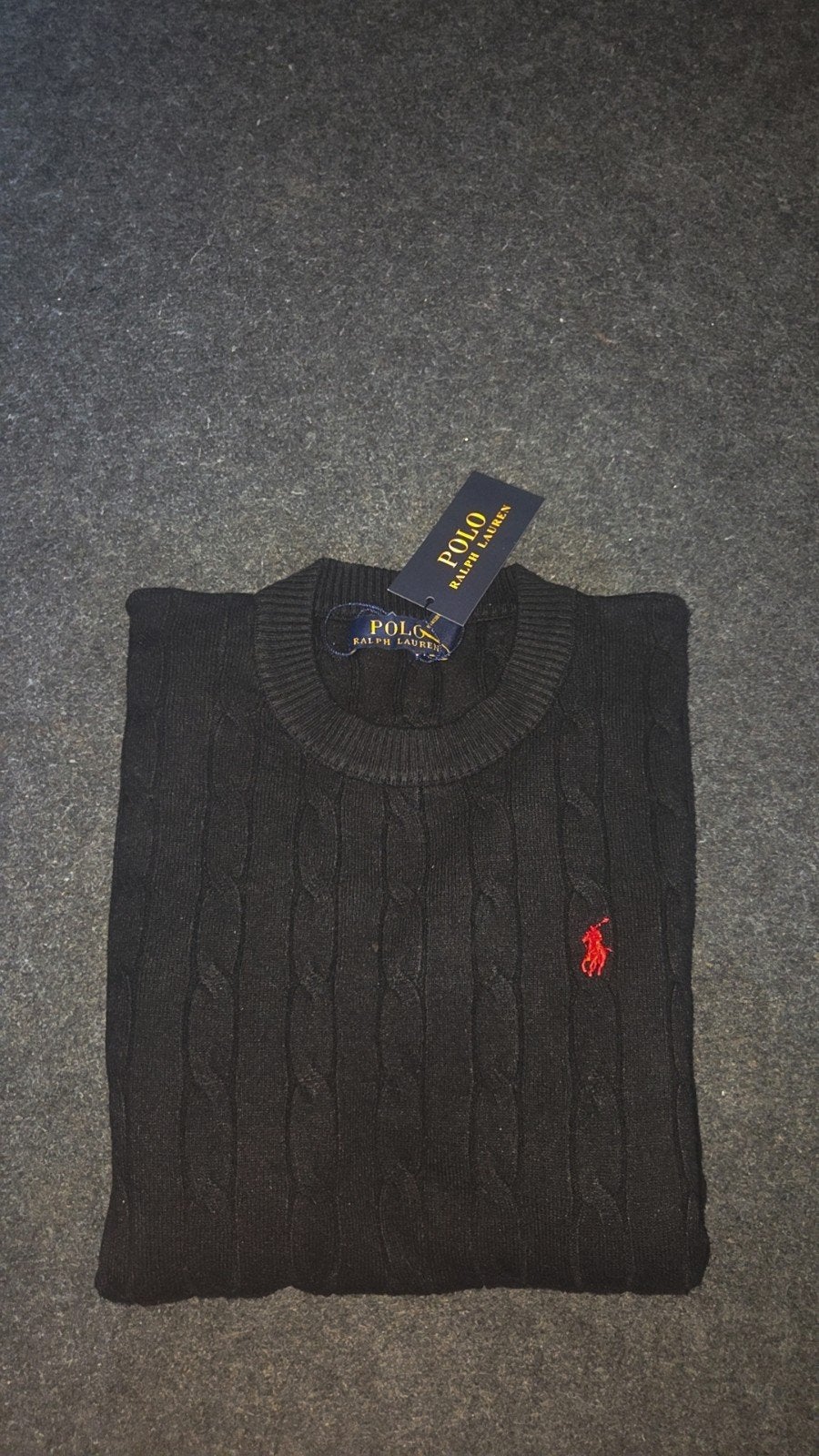 Polo Ralph Lauren kabelgebreide trui - Zwart - Maat S, Ophalen, Zwart, Nieuw, Raulph Lauren