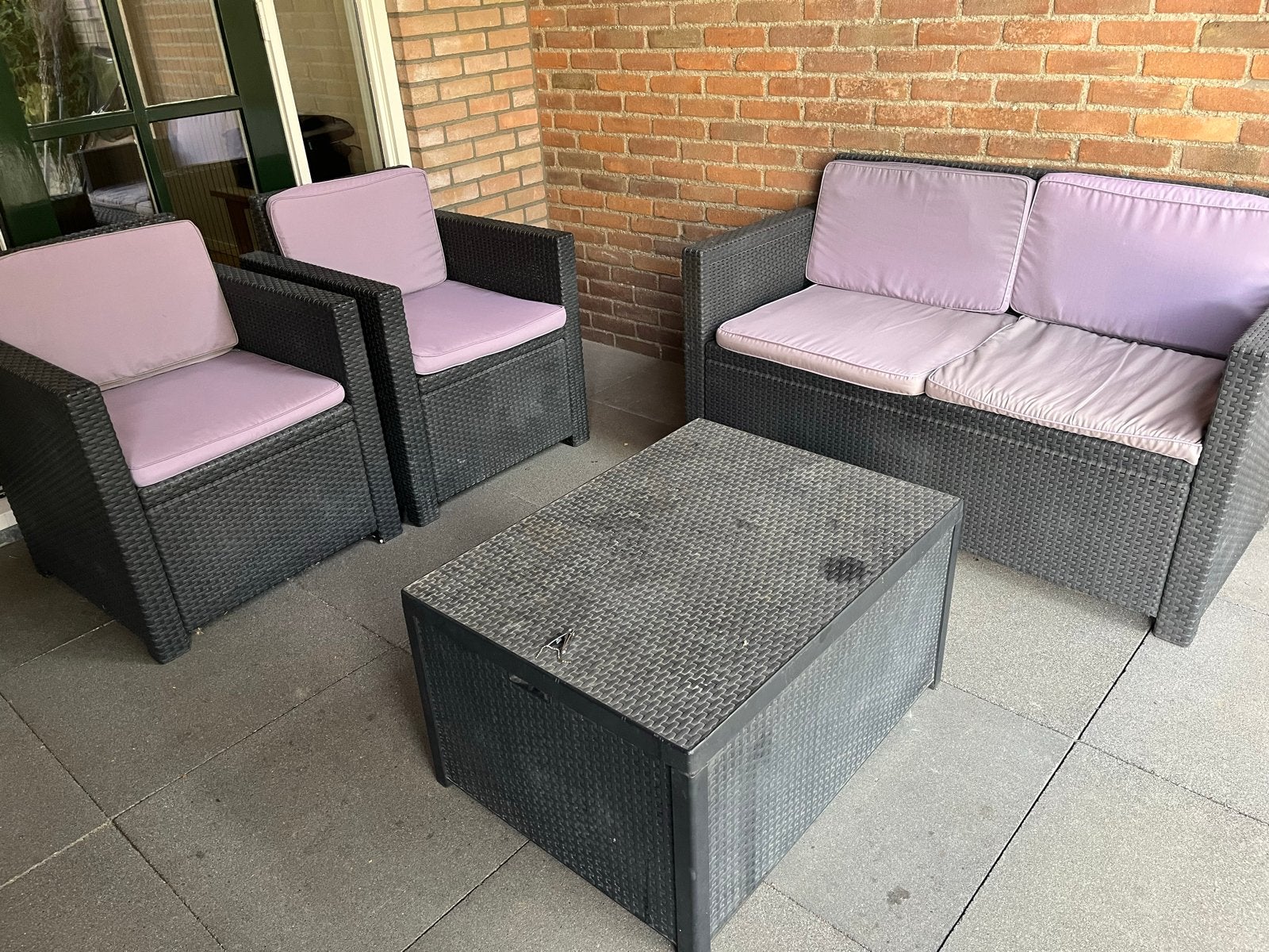 Allibert Loungeset 6 delig, Ophalen, 4 zitplaatsen, Kunststof, Gebruikt