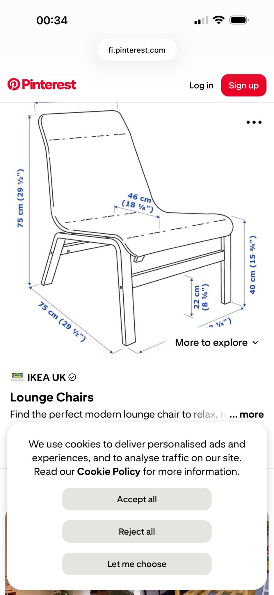 IKEA Nisse Lounge Stoel - Grijs met Houten Frame, Ophalen, Gebruikt, Hout, Eén