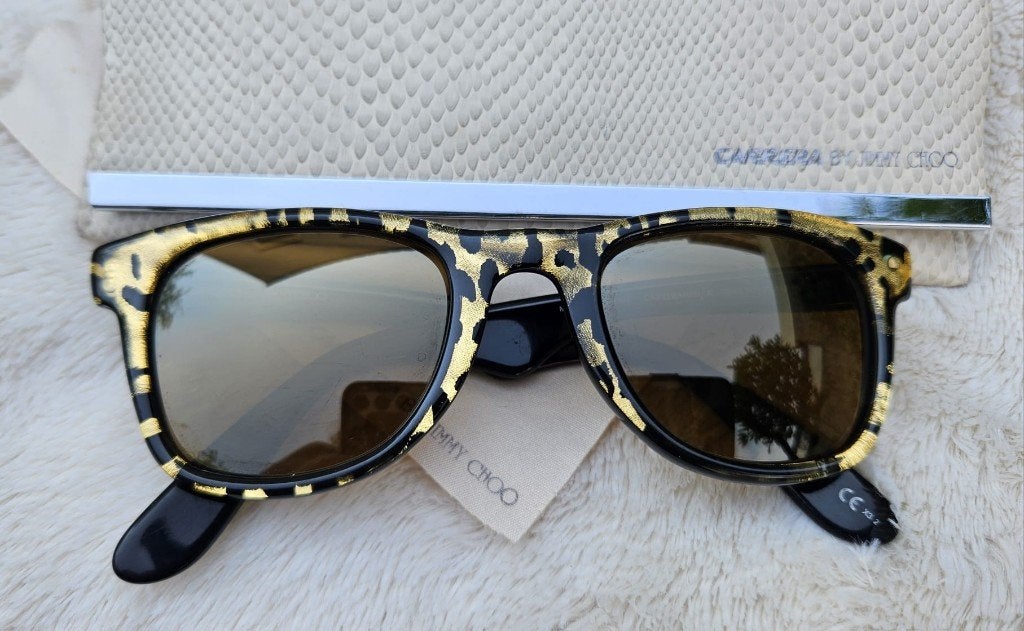 Carrera by Jimmy Choo dames zonnebril zwart goud luipaard, Overige merken, Zonnebril, Overige kleuren, Ophalen of Verzenden