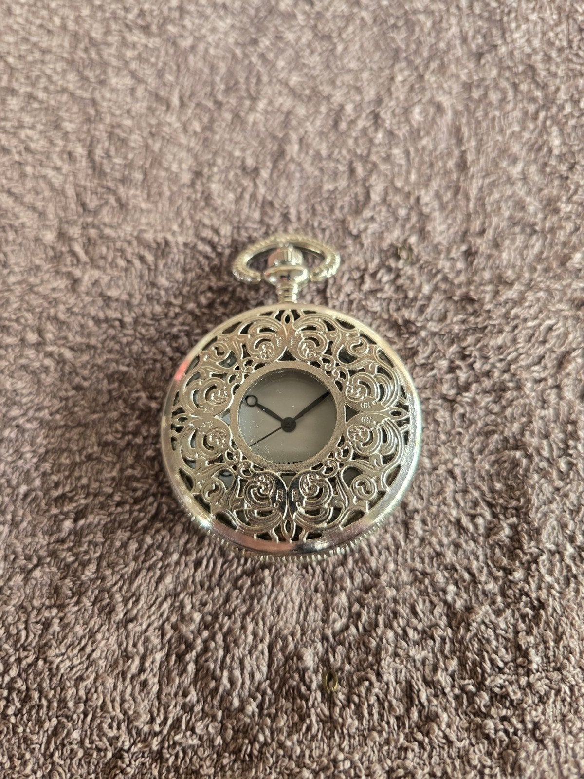 Vintage Stijl Zilverkleurig Zakhorloge met Bloemenmotief, Overige merken, Overige materialen, Zakhorloge, Ophalen of Verzenden