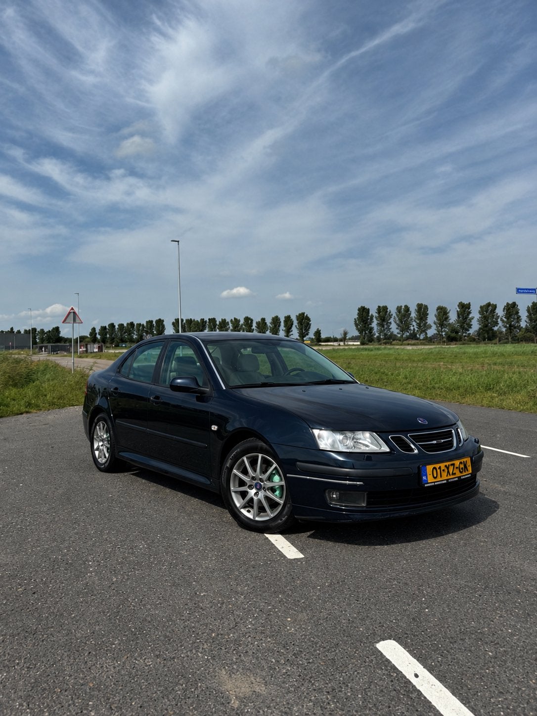 Saab 9-3 1.8 T Sport Sedan AUT 2007 Blauw, Auto's, Automatische klimaatregeling, Beige, 4 cilinders, Blauw