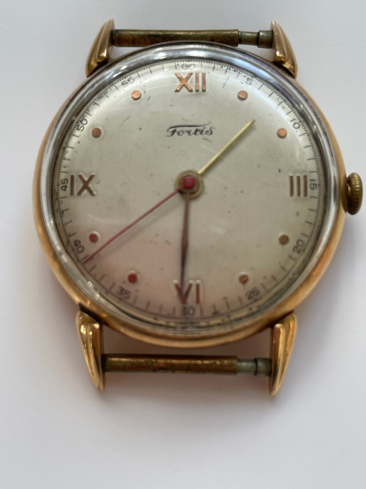 Vintage Fortis heren horloge jaren '50 - Nr 2370, Ophalen, Goud, Overige typen