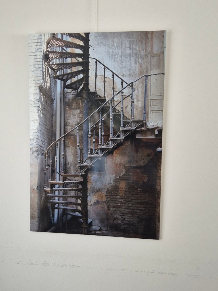 oude wenteltrap op acryl, Overige onderwerpen, Vintage, Ophalen, Achter glas