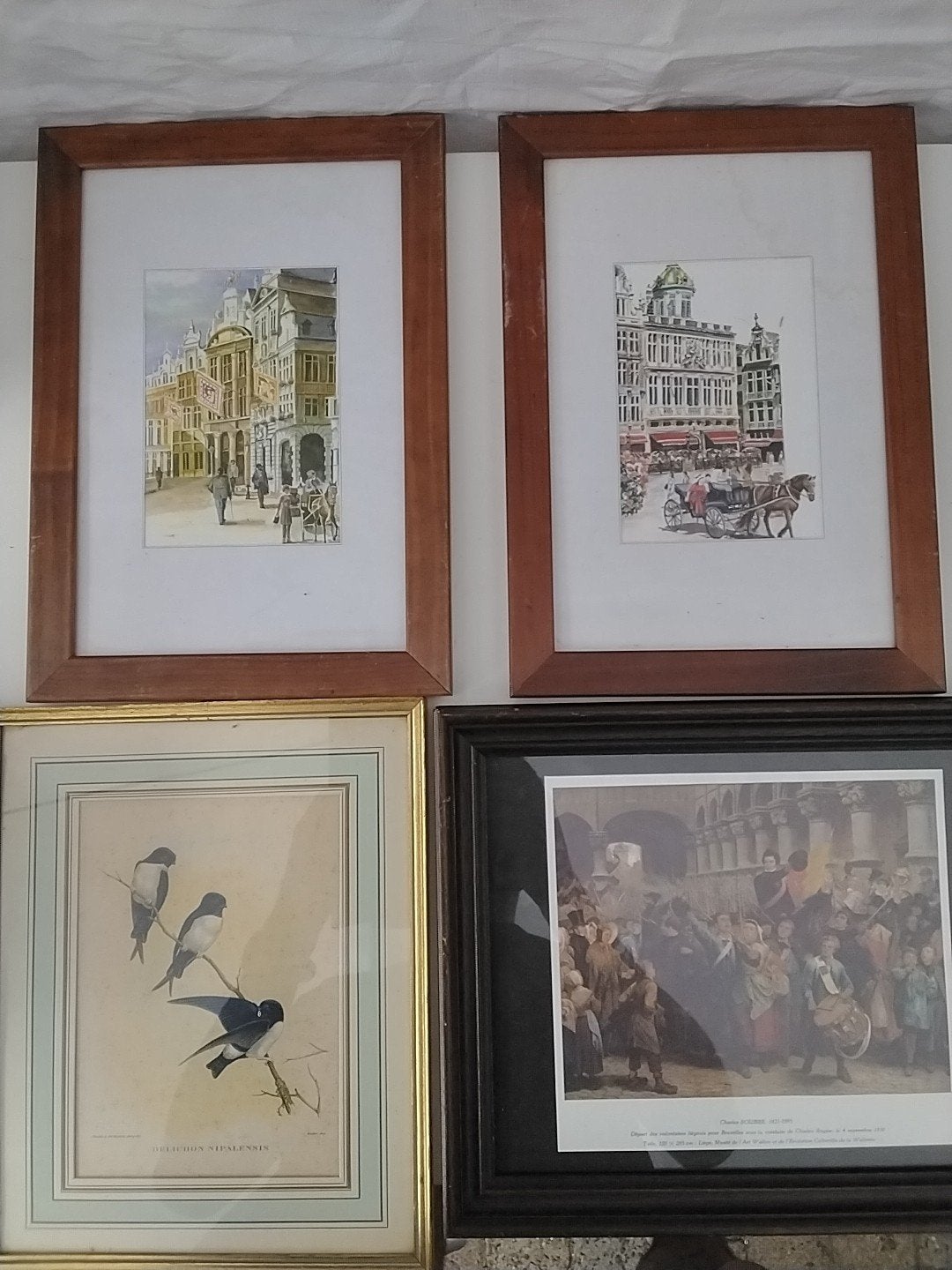 Set van 4 ingelijste prints, Antiek en Kunst, Kunst | Schilderijen | Klassiek, Achter glas, Ophalen of Verzenden, Klassiek, Print