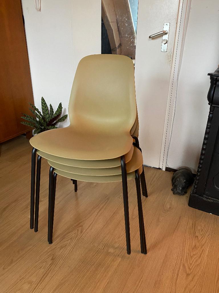4x Olijfgroene Leifarne stoel(ikea) te koop! (Skalsta/lidas), Ophalen, Gebruikt, Overige kleuren, Vier