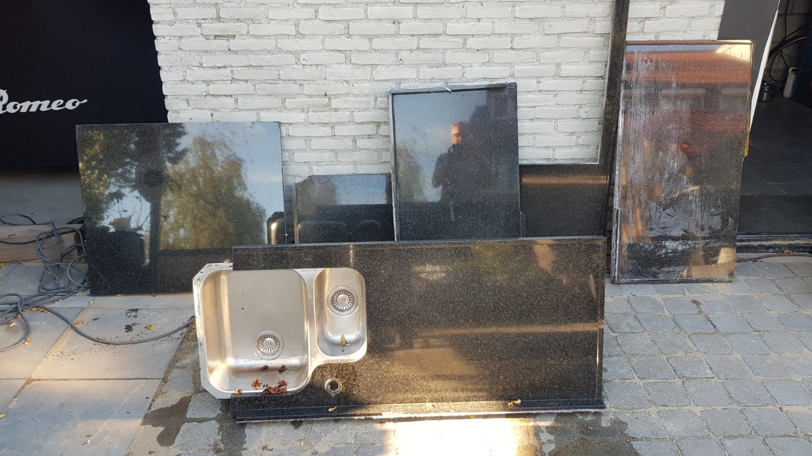 Granieten aanrechtblad met spoelbakken, Ophalen, Gebruikt, Rvs, Overige typen