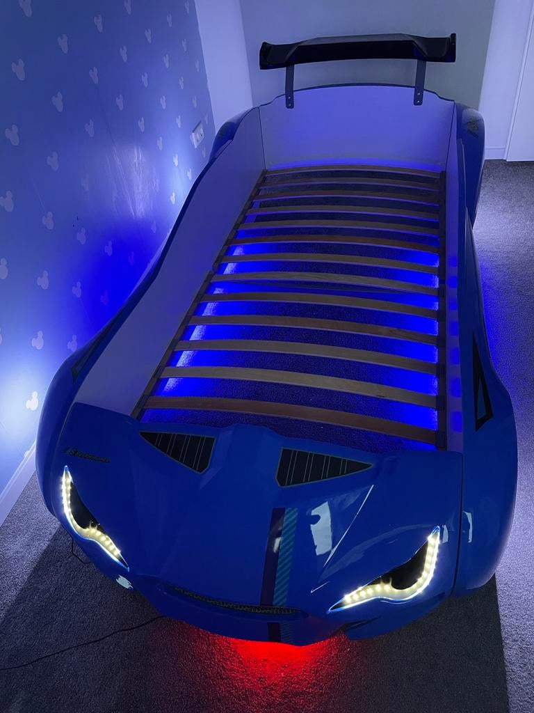 Autobed met verlichting, Ophalen, 85 tot 100 cm, Zo goed als nieuw, Lattenbodem