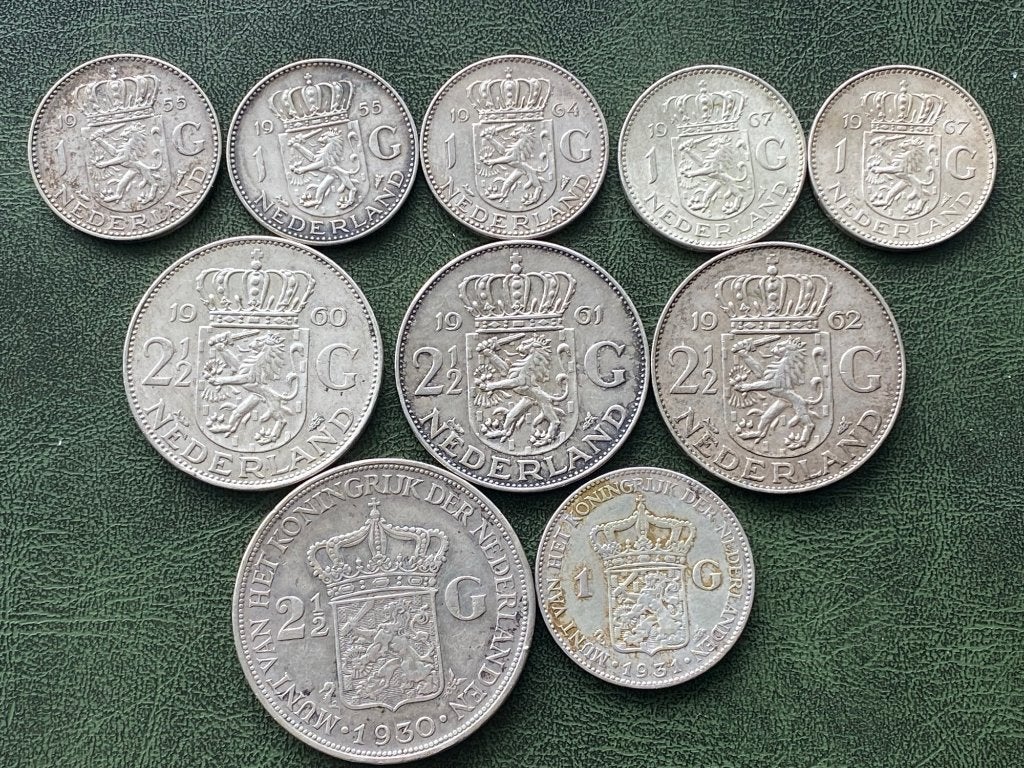 Nederlandse Guldens en Rijksdaalders (Wilhelmina/Juliana), Setje, Zilver, Koningin Wilhelmina, Overige waardes