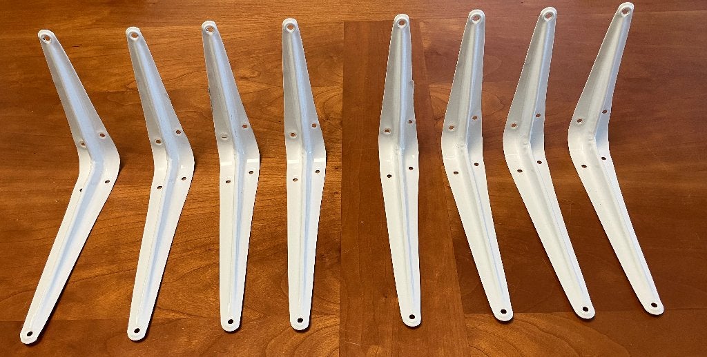 8x Plankensteun metaal, 150x200mm, max. belasting 27kg, Ophalen, Zo goed als nieuw