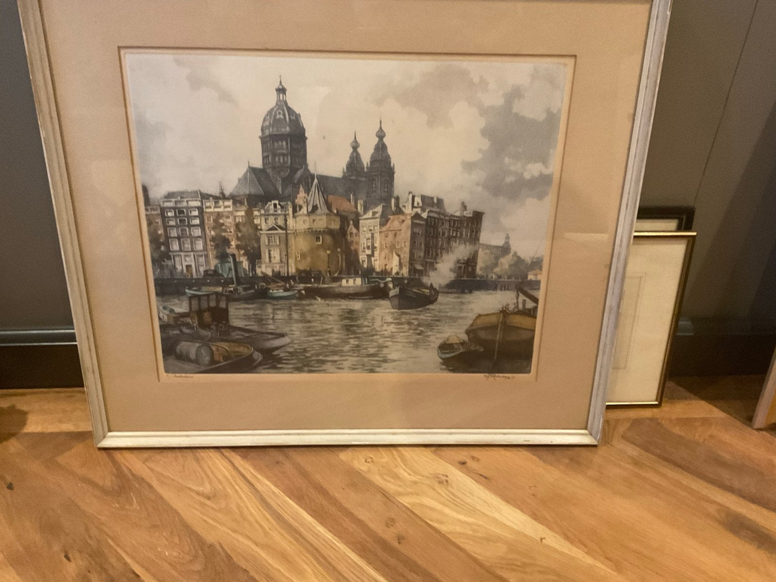 Ets van H.E. Roodenburg - Gezicht op Amsterdam, Antiek en Kunst, Ets, Stadsgezicht, Ophalen of Verzenden, Gesigneerd