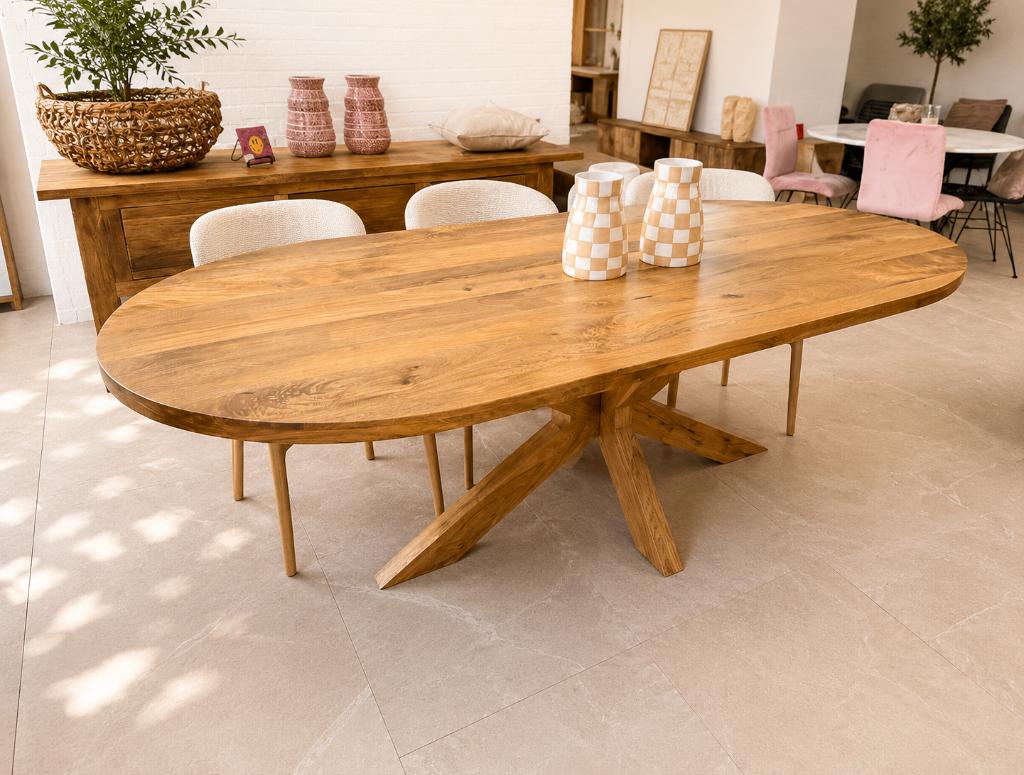 Magazijn Leegverkoop Eettafel massief mangohout matrix ACTIE, Hout, Nieuw, Ophalen of Verzenden, Info@wkhome.nl